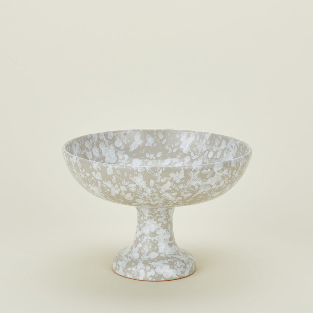 Splatter Footed Bowl - Light Grey/White