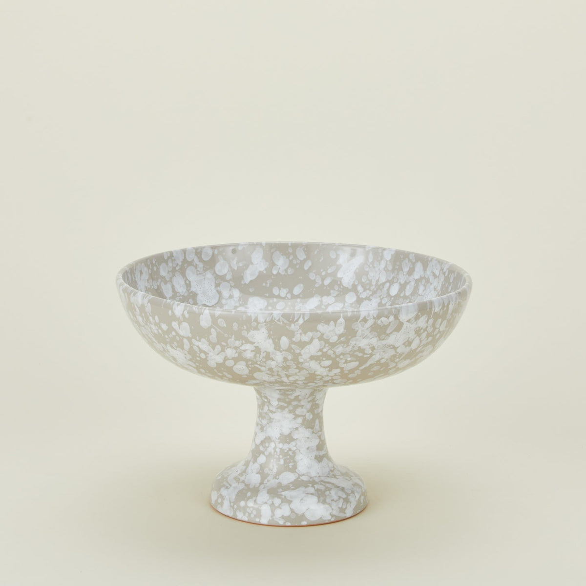 Splatter Footed Bowl - Light Grey/White