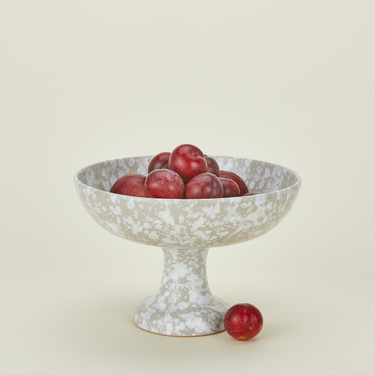Splatter Footed Bowl - Light Grey/White
