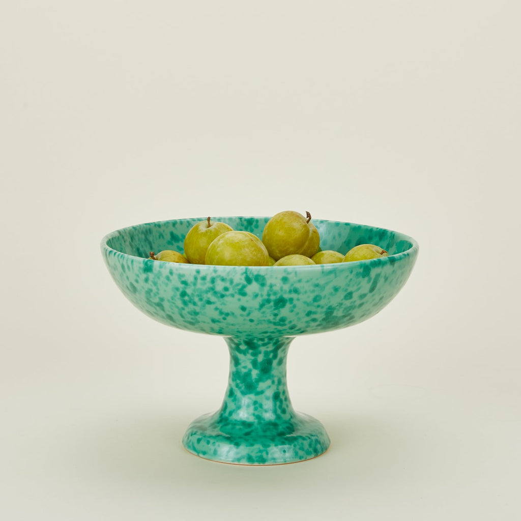 Splatter Footed Bowl - Sage/Green