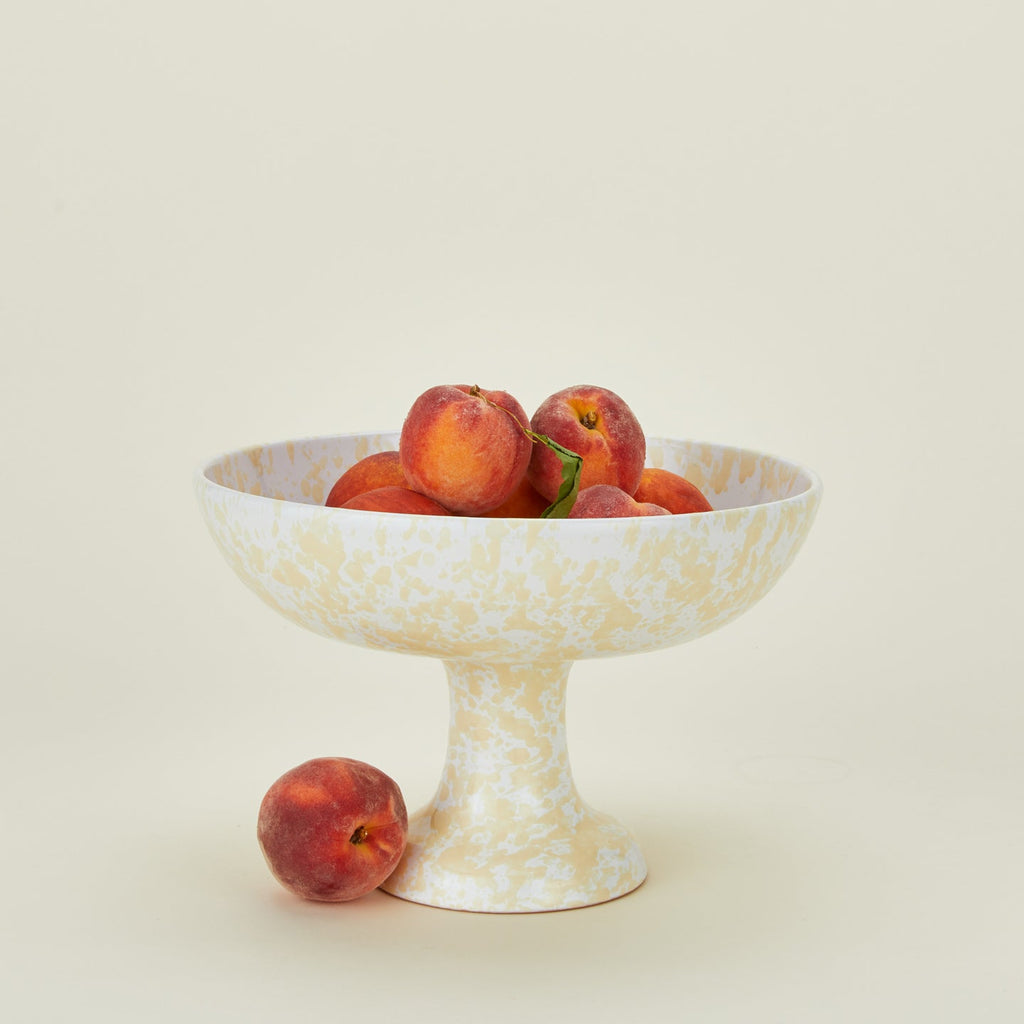 Splatter Footed Bowl - White/Ivory